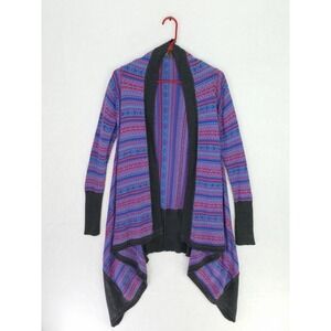 Stetson Intarsia Striped Cozy Cotton Knit Cardigan Sweater Top Size S Small